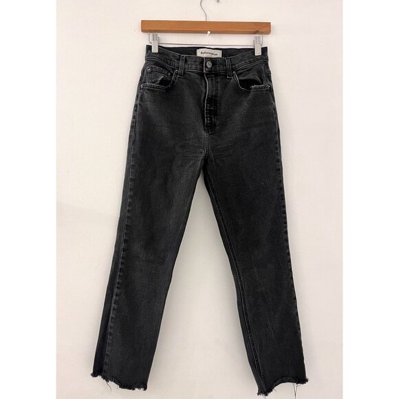 Womens Reformation Charcoal Gray Straight Leg Raw Hem Jeans size 28 - Picture 1 of 8